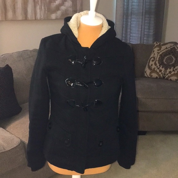 Me Jane Black Hooded Toggle Button Peacoat S - Picture 2 of 16